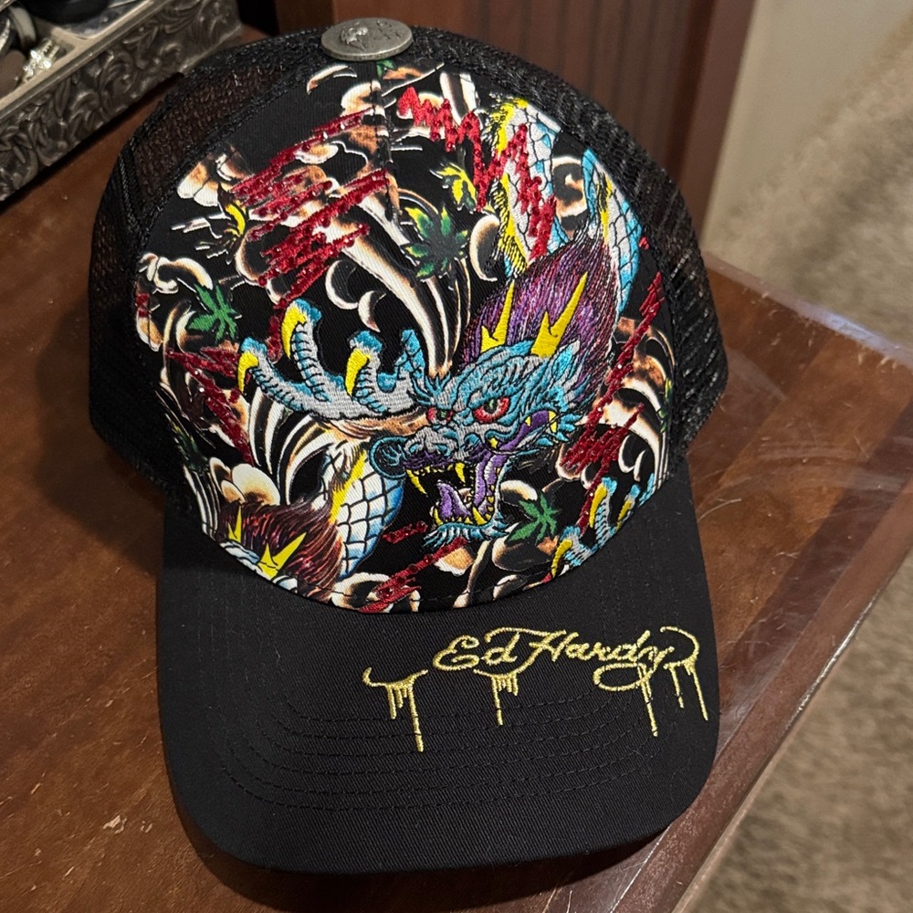 Ed Hardy Multicolor Dragon Mesh Cap